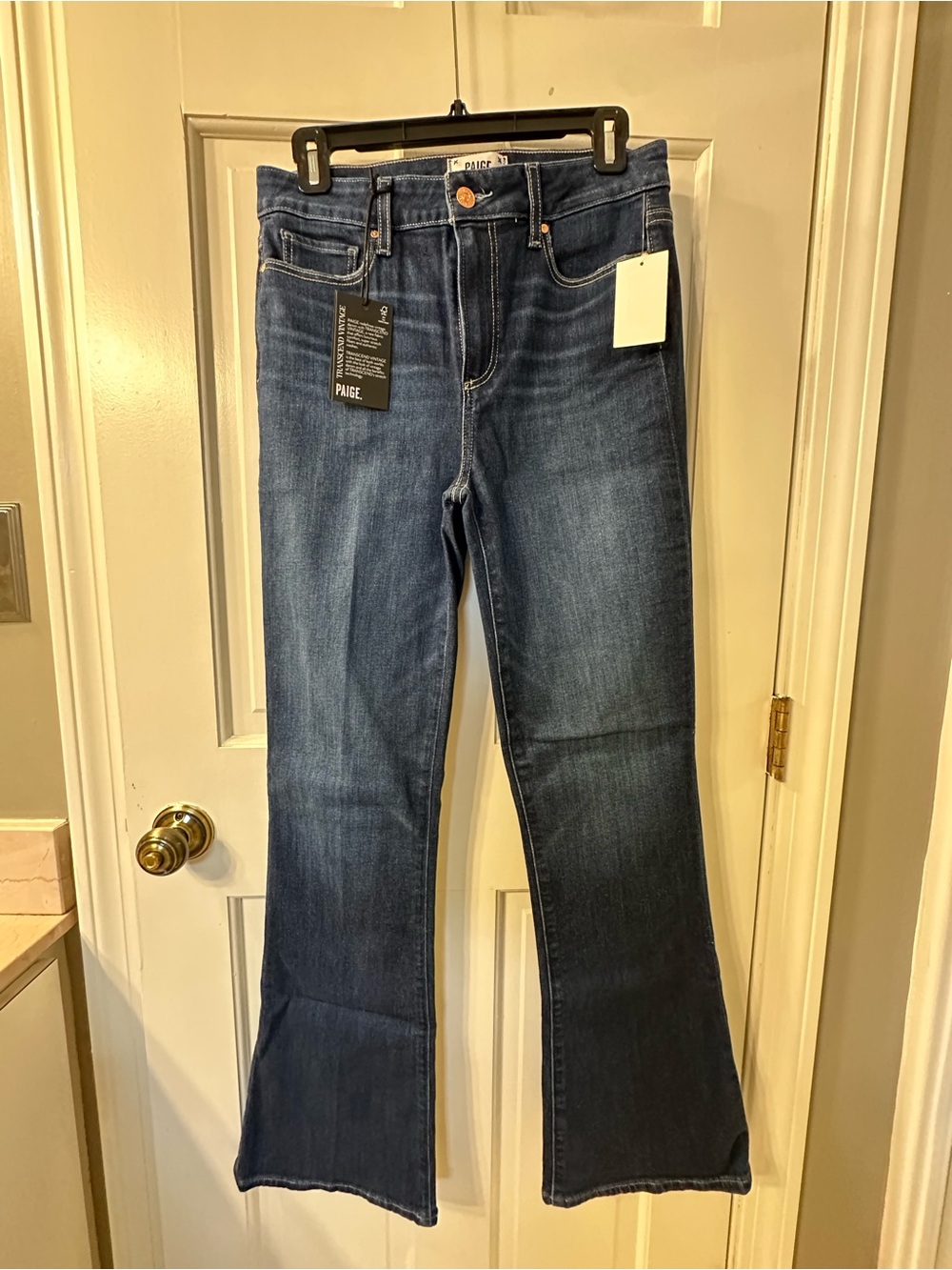 PAIGE High rise Laurel Canyon Jeans in Dark Blue Denim